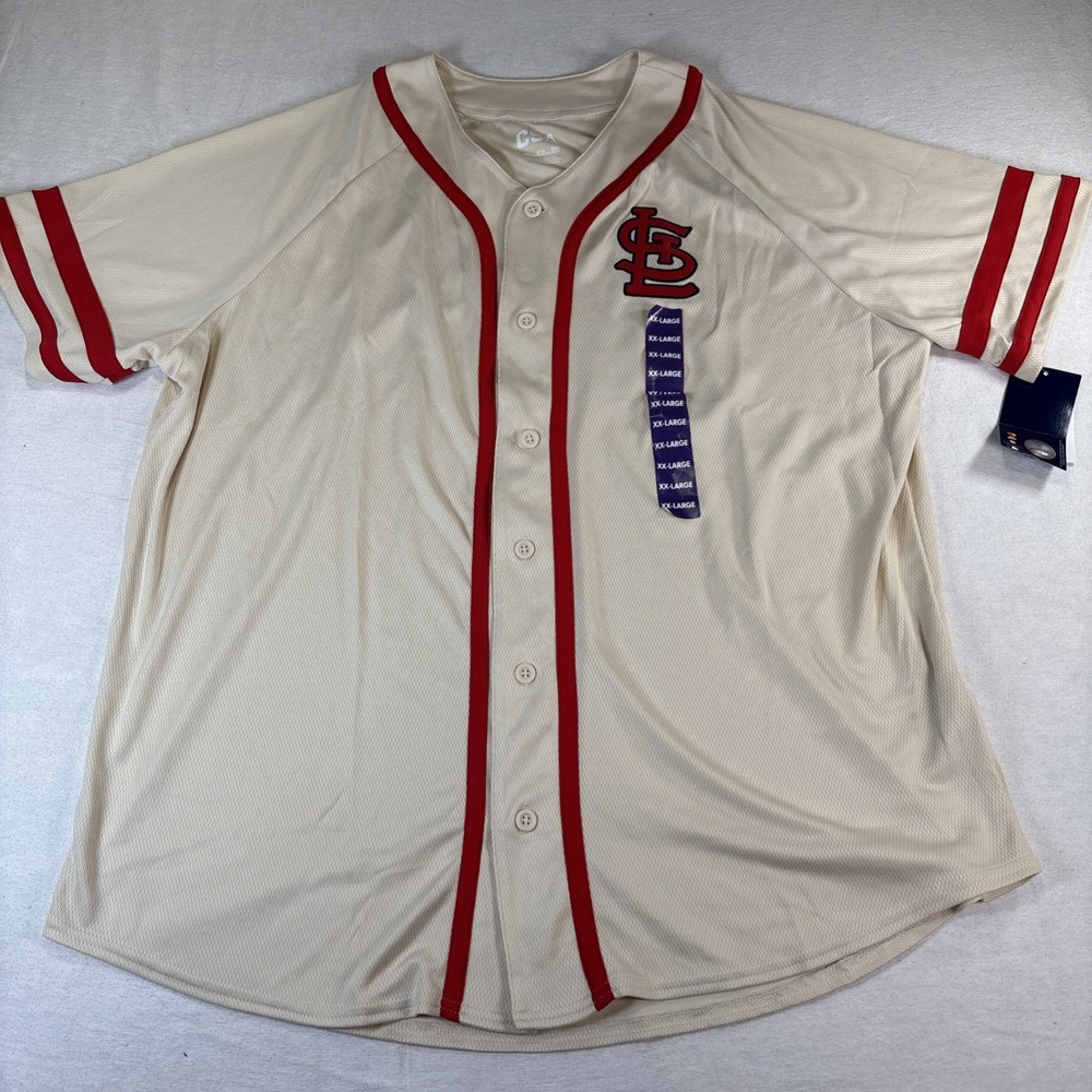 St Louis Cardinals Beige Full Button CSA Jersey Men's XXL